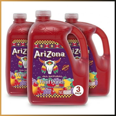 AriZona Fruit Punch Juice Cocktail 128 fl oz Pack of 3