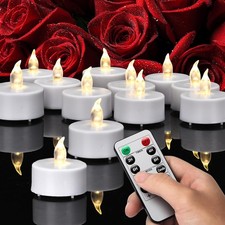 Battery Operated Led Tea Lights Candles with Remote Control, Flickering Flamele