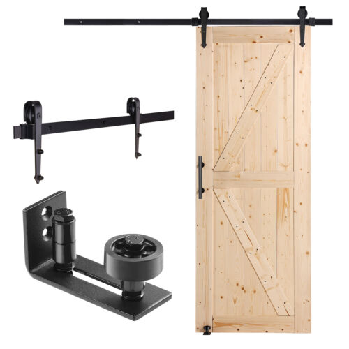 VEVOR Barn Door and Hardware Kit 30" x 84" Wood Sliding Barn Door Kit Smoothly