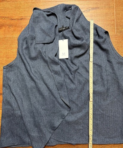 Meem The Label Wrap Top Womens XL Blue Herringbone Shawl Cover Minimal Modern - Picture 9 of 14