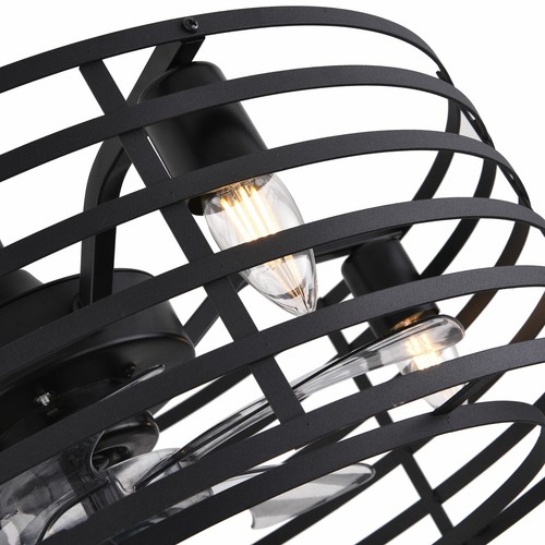 20" Rustic Caged Bladeless Ceiling Fan with Light Remote Control Flush Mount Fan - Picture 12 of 16