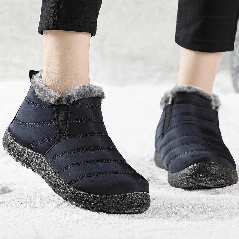 Impermeables Invierno Mujeres Zapatos Botas para Nieve Forradas de Piel Sin Cordones Cálidos Tobillo Talla EE. UU. Foto 2 de 4