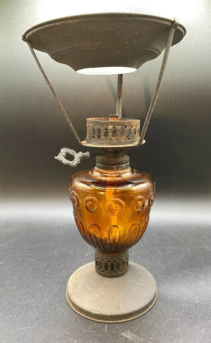 Oil Lamp Glass Steel Reproduction of Victorian Parlour Light