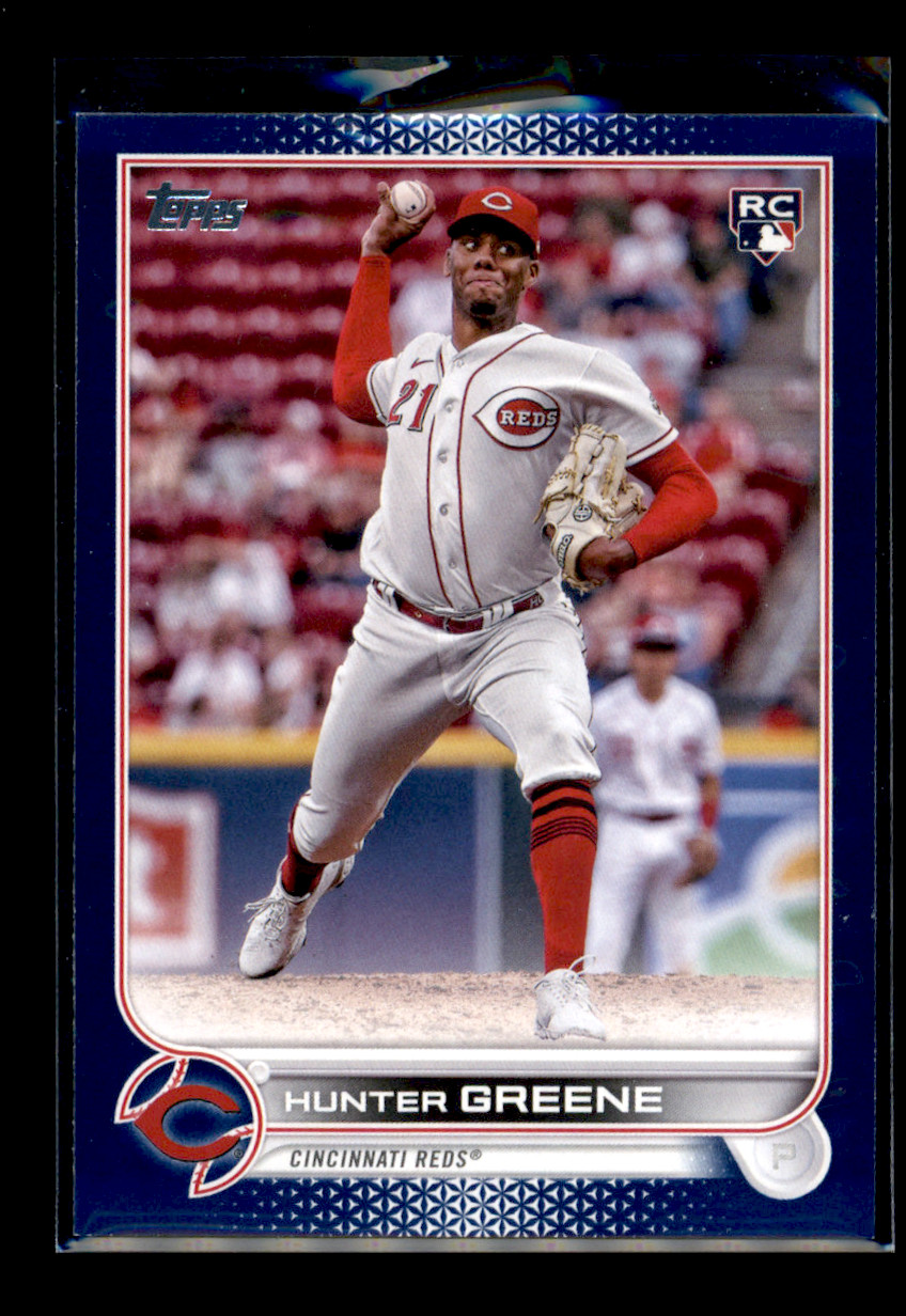 2022 Topps Update Hunter Greene US160 Pitching in White Jersey Royal Blue RC