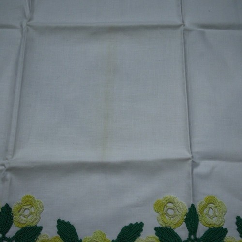 Par de fundas de almohada de ganchillo amarillas verdes florales algodón estándar vintage - Imagen 7 de 17