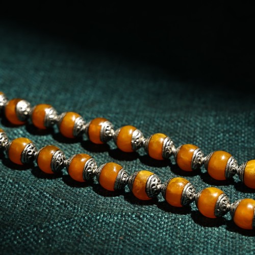 Collect Tibetan old beeswax stone silver-clad chain and necklace decoration - Picture 7 of 9