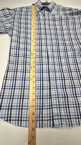 Paul Shark Yachting Mens Shirt M Blue Check Long Sleeve Button Up Made In Italy - Picture 7 of 11