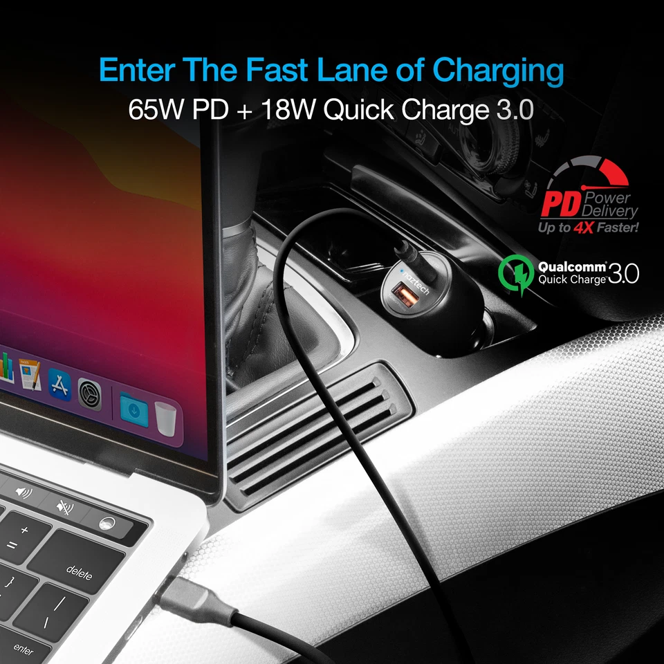 Naztech SpeedMax65 PD65W + QC3 Car Charger with Universal Device Compatibility - Image 3 of 4
