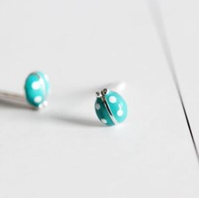 Tiny Insect Ladybug 925 Sterling Silver Stud Earrings for Girls Kids A1195