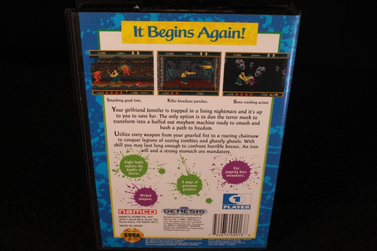 Splatterhouse 2 Per Sega Mega Drive/Genesis - Completo Di Scatola E Manuale - Spedizione Dal Giappone