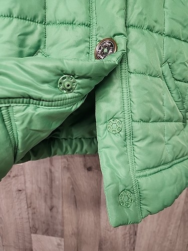 Justice Girl's Faux Fur Hooded Puffer Vest Size 12 w/ Snaps & Pockets - Green - Picture 2 of 9