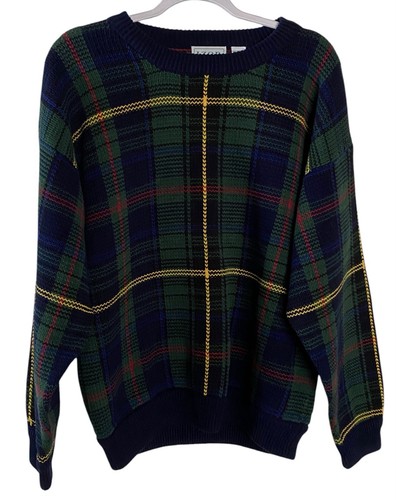 Vintage IZOD blau grün Pullover Sweater Freizeit Arbeit Golf Herren Größe M 46" Brustumfang - Bild 1 von 8