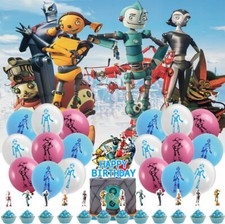 Robots Party Supplies Set Balloons Cake Toppers Banner Birthday Decorations