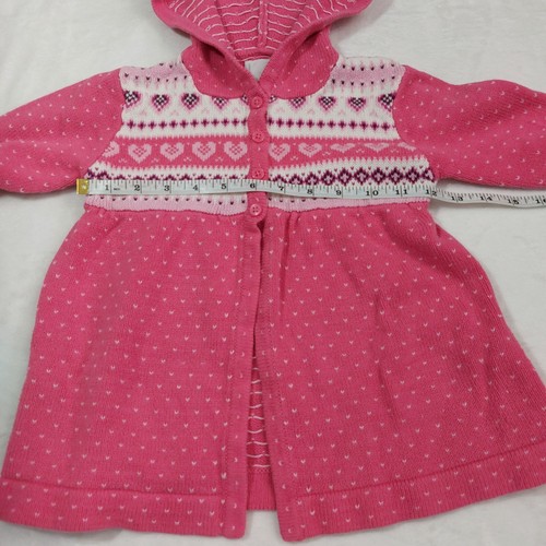OLD NAVY GIRLS PINK HEART HOODED CARDIGAN SIZE XS - Picture 2 of 8