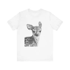 Baby Deer Fawn Pencil Drawing Unisex Jersey Short Sleeve Tee