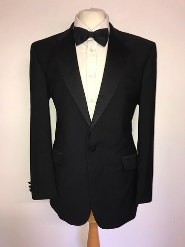 AUSTIN REED - Mens BLACK WOOL Dinner SUIT - 40 Reg - W34 L30 - GORGEOUS TUXEDO