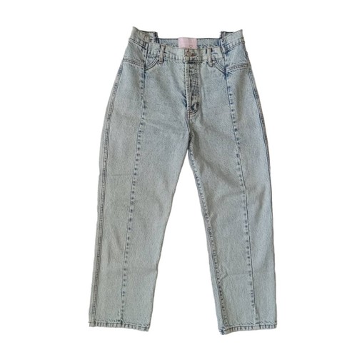 REVICE Gemini Acid Wash blau hoher Bund gerades Bein Jeans Damen Taille Größe 31