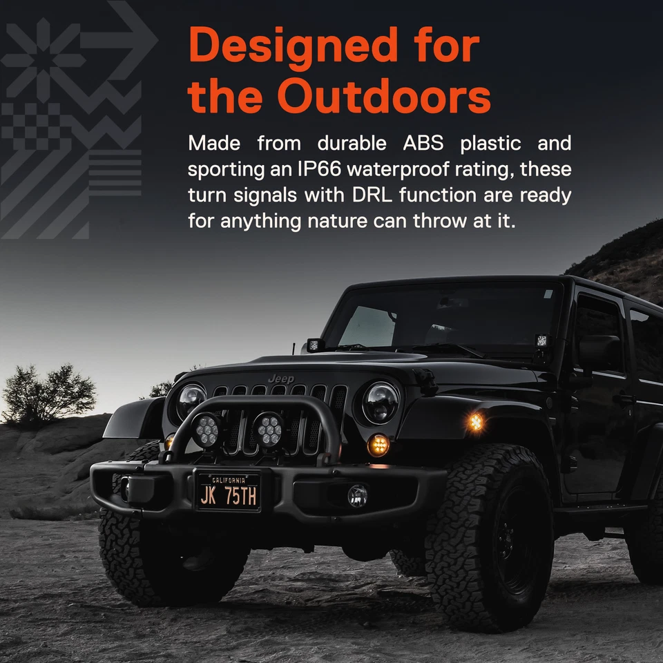 Luzes de seta LED DRL para 07-18 Jeep Wrangler JK acessórios ilimitados - Imagem 2 de 4