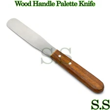 8" Medium Wood Handle Stainless Steel Palette Knife