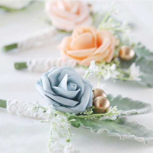 Artificial Rose Flower Groom Boutonniere Corsage Wedding Flower Mens Suit Decorⓧ - Picture 6 of 25