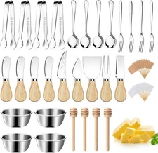 Charcuterie Board Accessories Utensils Set Spreaders Tongs Forks Spoons Bowls