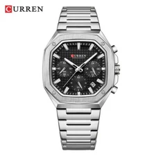 CURREN Men Quartz Watch Chronograph Wristwatch 24 hour Male Rectangle Watch Gift