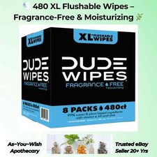 DUDE Wipes XL Flushable 480ct Fragrance-Free Moisturizing Compare to Cottonelle