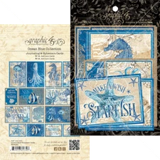 Graphic45 OCEAN BLUE (32) Ephemera Cards 3x4 4x6 scrapbooking SHELLS SEA LIFE