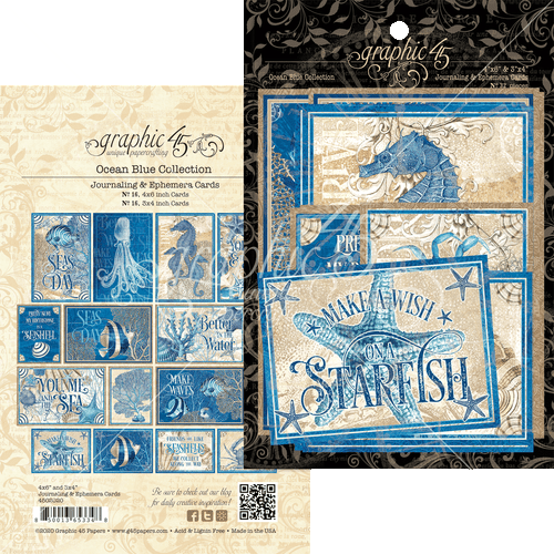 Tarjetas Efímeras Gráficas 45 AZUL OCÉANO (32) 3x4 4x6 Álbumes de Recortes CÁSCARAS VIDA MARINA - Imagen 1 de 3