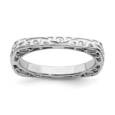 Sterling Silver Stackable Expressions Polished Rhodium-plated Square Ring
