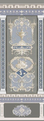 Dolls House Wallpaper Chinoiserie Panels Blue Grey 1/2in 1:24 Miniature Print - 第 1/8 張圖片