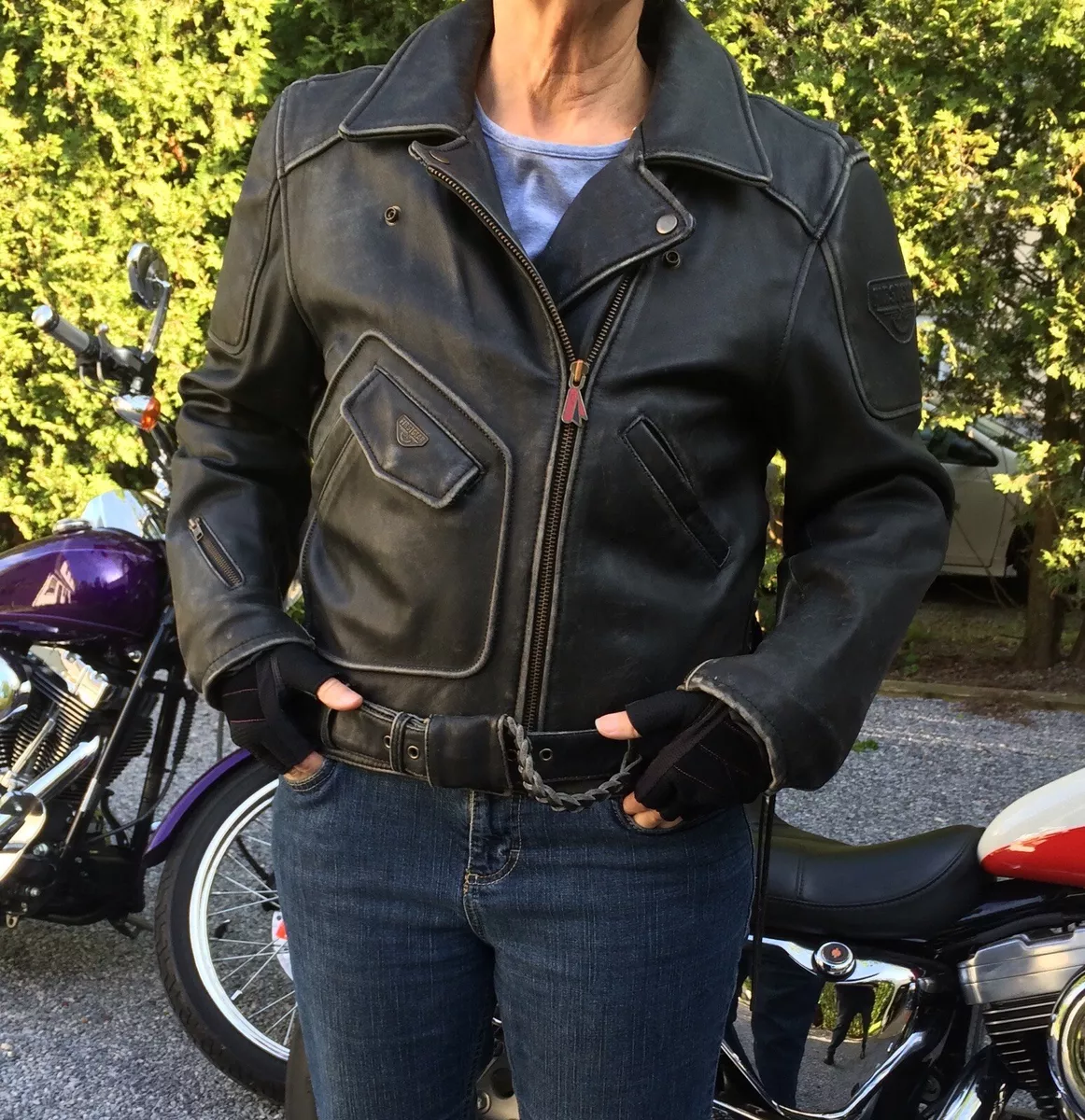 First Gear Hein Gericke Women's Large Gun Metal Leather Motorcycle Jacket |  eBay