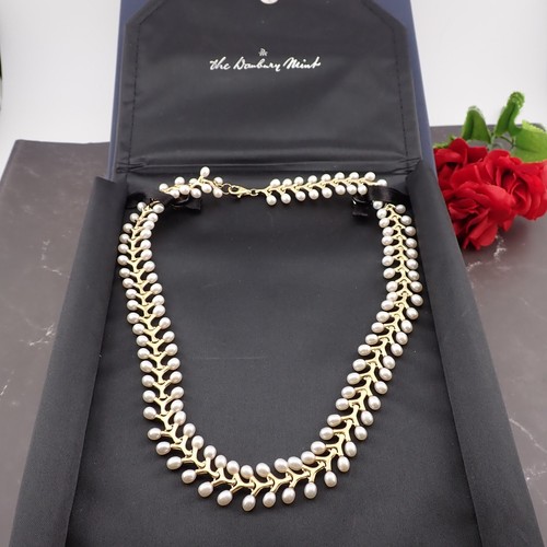Danbury Mint DM Cultured Pearl Golden Empress Sterling Silver 16" Necklace $297