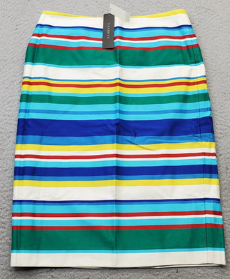 Talbots Straight & Pencil Skirt Women 4 Multi Striped Lined Lightweight Back Zip