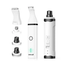 oneisall Dog Nail Grinder and Paw Trimmer Kit 3 in 1 Quiet Rechargeable Elect...