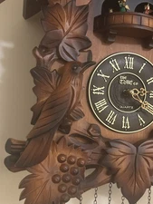 The Time Co Wood Battery HUGE Cuckoo Clock Birds, Dancers Leaves Parts 25" x 19"