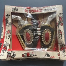 RARE VTG ELDON CHILDS WESTERN "LIL BUCKAROO" HOLSTER  GUN SET COWBOY LITHOS