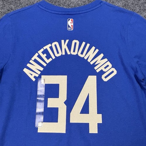 Giannis Antetokounmpo Milwaukee Bucks Nike City T-Shirt Jersey Large 14/16 NWT - Picture 3 of 17