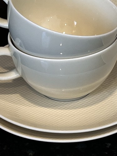 (4) Crate and Barrel Cup & Saucer Sets Nikko Reflection Japan Ecru Pale Yellow - Picture 6 of 13