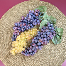 Vintage Realistic Faux Grapes 3 Bunches Green Purple Fake Fruit Approx 6-7  