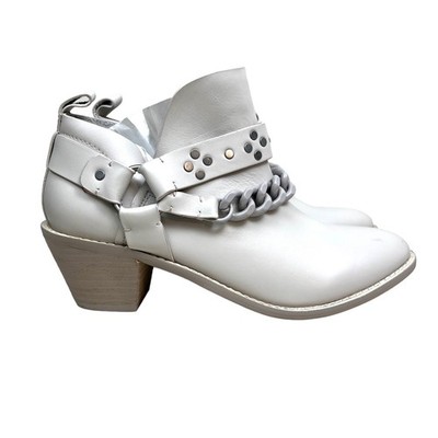 Kelsi Dagger Brooklyn Karma Boots Women's Bone Gray 7.5 Leather Block Heel