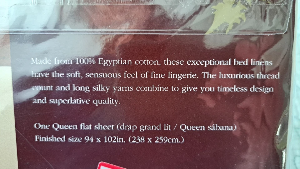 Queen Flat Sheet Single 300 Thread Egyptian Cotton Ecru Ivory ATELIER Martex New - Image 3 of 4