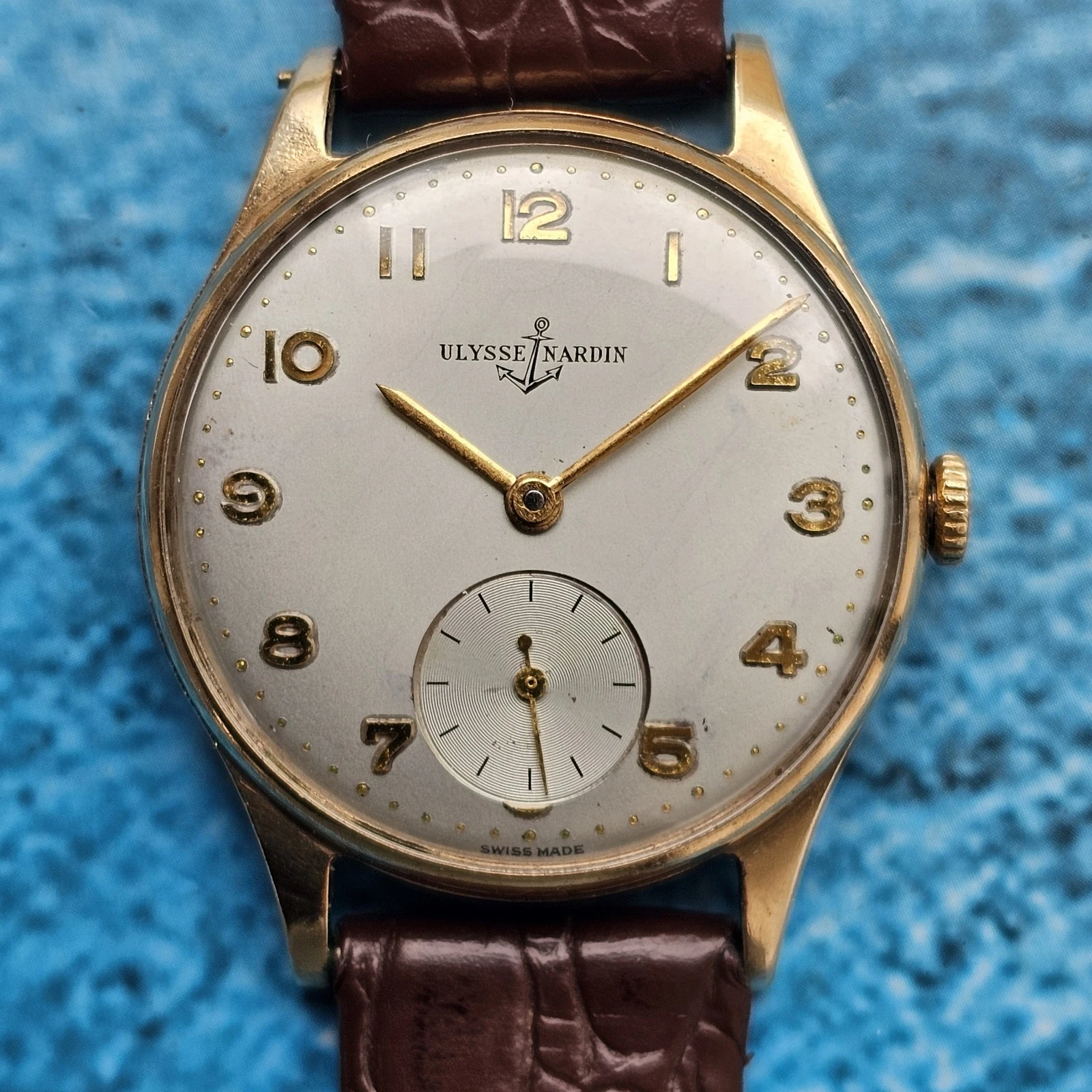 Ulysse Nardin — Vintage 9k Solid Gold Ulysse Nardin Hand-Winding Men's Wristwatch Cal N120
