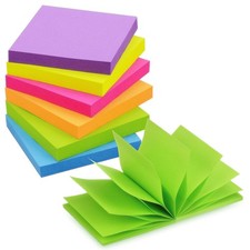 Pop Up Sticky Notes 3x3 inch Bright Colors Self-Stick 3 x 3 inches, 6 Pads