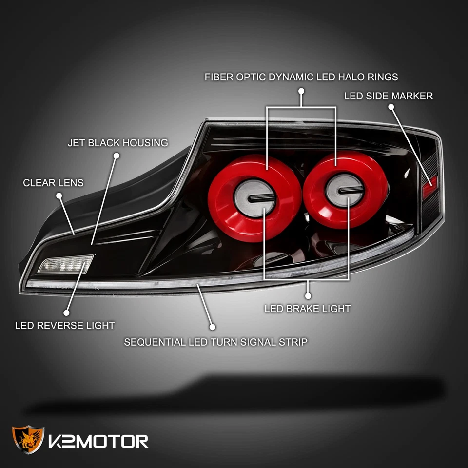 Fits Jet Black 2003-2007 Infiniti G35 Coupe LED Tail Lights Sequential Signal Foto 3 de 4