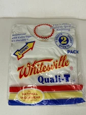 BRAND NEW Whitesville Quali-T White T-Shirt 2-Pack / Size LARGE / Ships From US