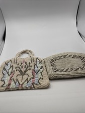 Vtg Micro Beaded Hand Made Beads Ivory 2 Purses Handmade Czechoslovakia Japan
