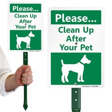 Please Clean Up After Your Pet Yard Sign with DOG Graphic, 40 mil Laminated R...
