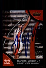 Signed Basketball Card Auto Brandan Wright 2007-08 Finest #65 Warriors