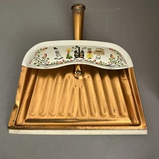 Vtg Metal Broom Dustpan JV Reed Made In USA M. Taber Folk